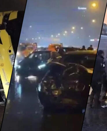 İstanbul’da Sağanak Sonrası Peş Peşe Kazalar! Servis Minibüsü Devrildi