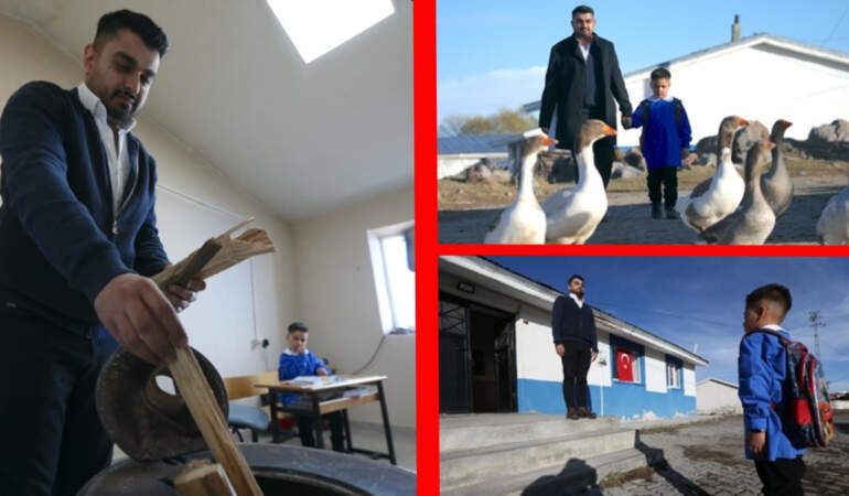 Kars’a atandı, tek bir öğrencinin öğretmeni oldu! Hem öğretmenlik hem arkadaşlık yapıyor