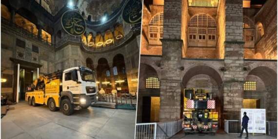 DMM, Ayasofya’daki vinç görüntüleri hakkındaki iddiaları yalanladı