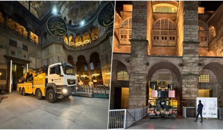 DMM, Ayasofya’daki vinç görüntüleri hakkındaki iddiaları yalanladı