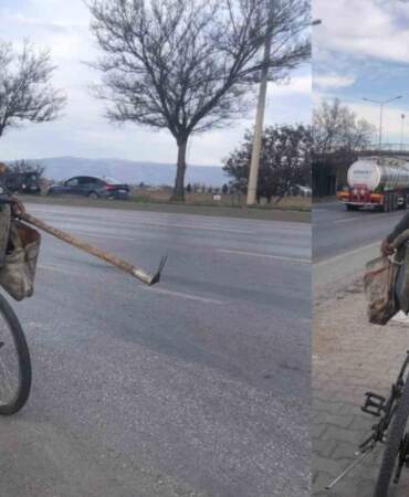 84 yaşında hem pedal çeviriyor hem atık topluyor! Çalışma azmiyle herkese örnek oluyor