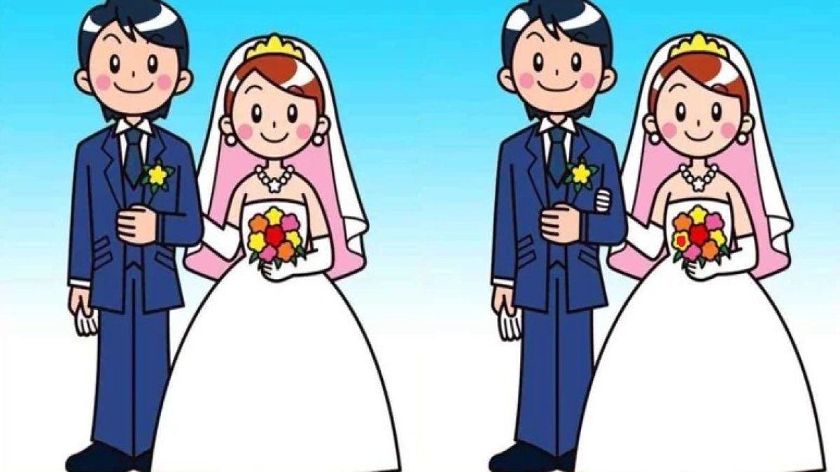 Zeka testi: Gelin damat fotoğrafındaki 3 gizli farkı 12 saniyede bulanlar dahiler kulübünde!