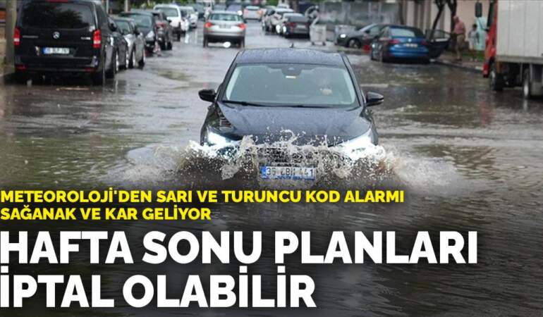 Hafta sonu planları iptal olabilir: Meteoroloji’den sarı ve turuncu kod alarmı! Sağanak ve kar geliyor