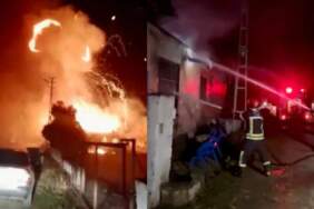 Mutfak tüpleri peş peşe patladı! Tüplerin depolandığı evde korku dolu anlar kameraya yansıdı