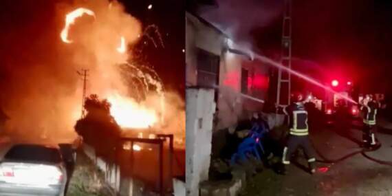 Mutfak tüpleri peş peşe patladı! Tüplerin depolandığı evde korku dolu anlar kameraya yansıdı
