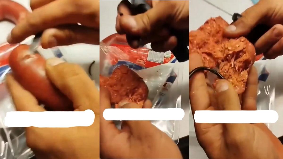 Marketten aldığı sucuğu açınca şok yaşadı! Birinden değil ikisinden: Çıkan contayı gören inanamadı!