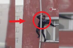 Yangında resmen can pazarı gözler önüne serildi! Boruya tutunan adamın düştüğü anlar kamerada