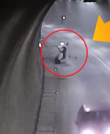 Motosiklet tünelde kontrolden çıkıp takla attı! Motosiklet sürücüsü 1 dakika sonra yoluna devam etti