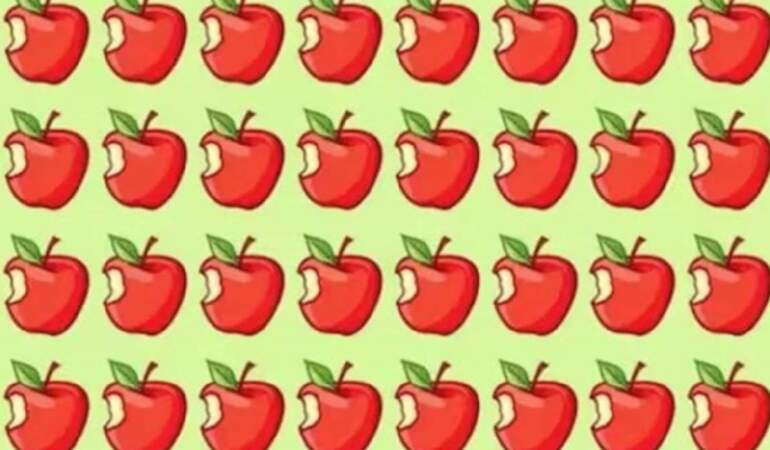 Gözlerine güvenenler buraya: Sayfa dolusu elma arasındaki o “farklı” detayı 6 saniyede görebilecek misiniz?