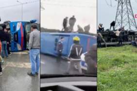 Kağıthane’de cezaevi nakil aracı devrildi: 4 jandarma yaralandı