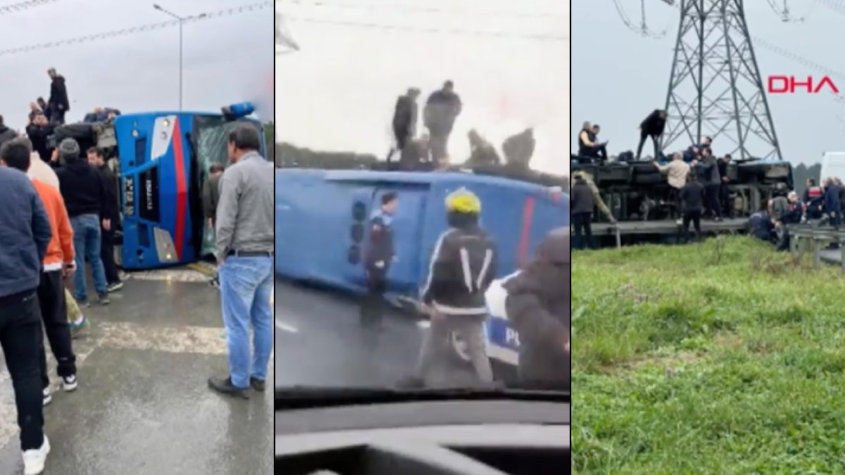 Kağıthane’de cezaevi nakil aracı devrildi: 4 jandarma yaralandı