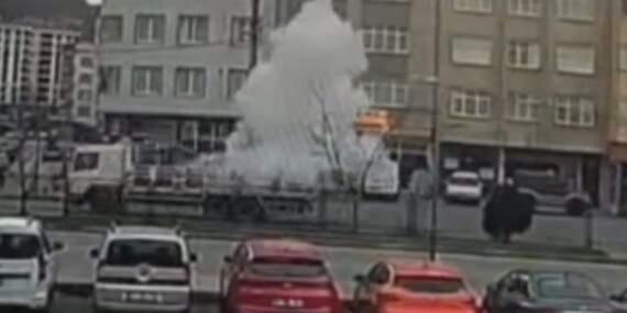 Trabzon’da korku dolu anlar: Seyir halindeki tüp kamyonu patladı!
