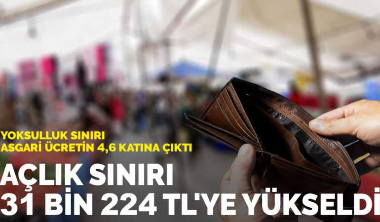 Açlık sınırı 31 bin 224 TL’ye yükseldi