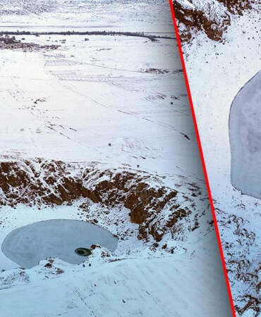 ‘Anadolu’nun Nazar Boncuğu’ Kızılçan Gölü Dondu: Kar 30 Santimetreyi Buldu