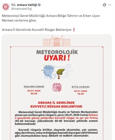 Ankara’da Fırtına Uyarısı
