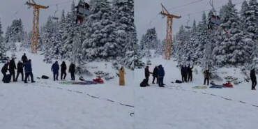 Bursa Uludağ’da Korku Dolu Anlar! Metrelerce Yükseklikte Mahsur Kaldılar