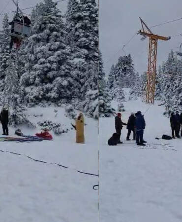 Bursa Uludağ’da Korku Dolu Anlar! Metrelerce Yükseklikte Mahsur Kaldılar