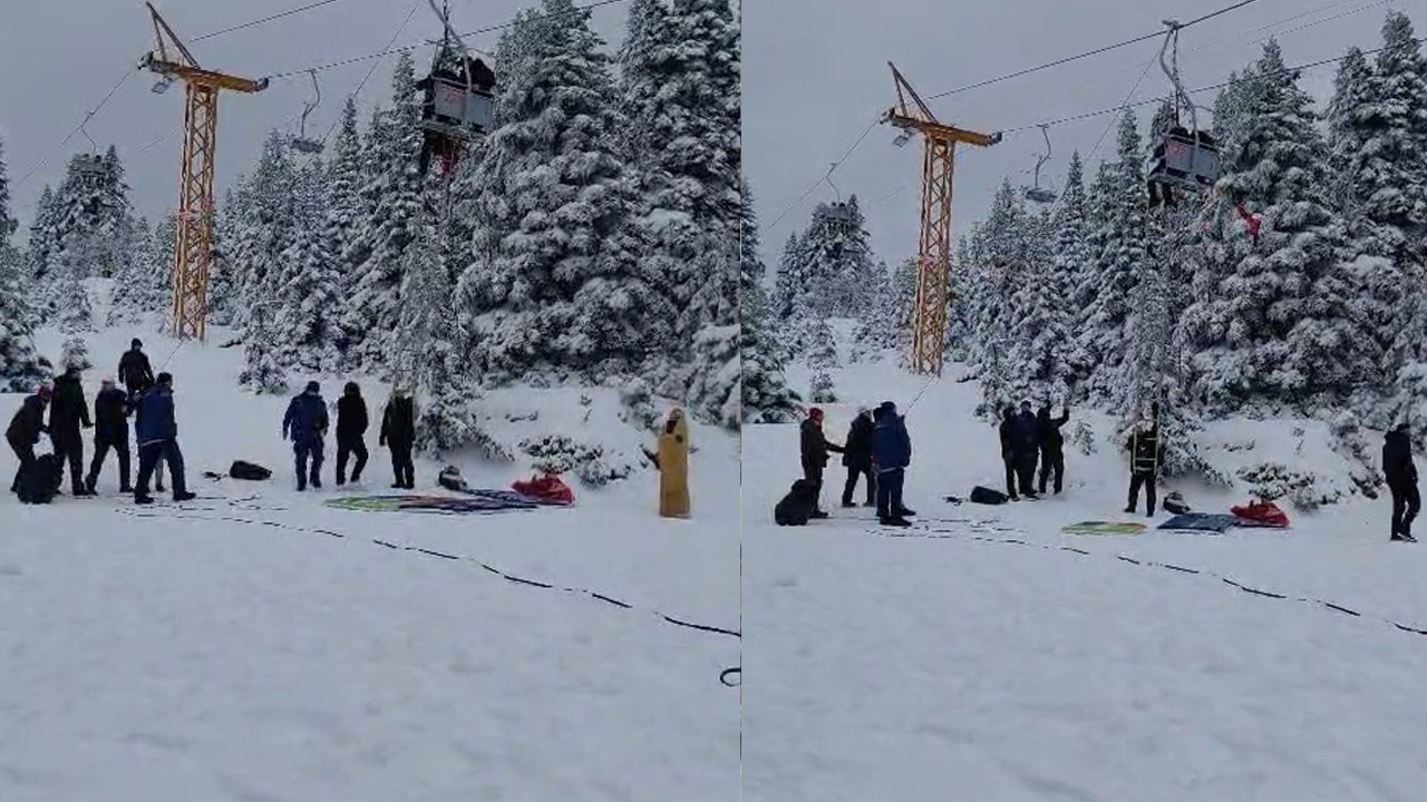 Bursa Uludağ’da Korku Dolu Anlar! Metrelerce Yükseklikte Mahsur Kaldılar