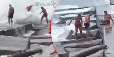 Kadıköy’de Korku Dolu Anlar! Dev Dalgalar Bacaklarını Kırdı