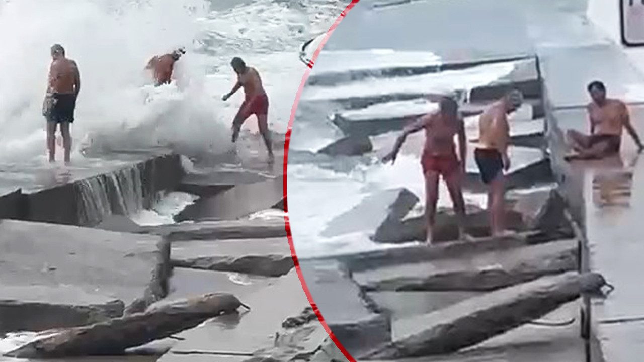 Kadıköy’de Korku Dolu Anlar! Dev Dalgalar Bacaklarını Kırdı