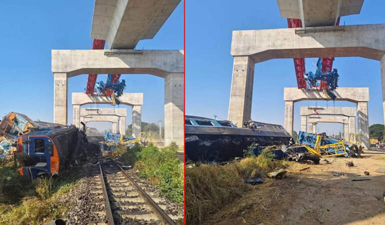 Tayland’da Korkunç Kaza: Seyir Halindeki Trene Vinç Düştü! Çok Sayıda Ölü Var