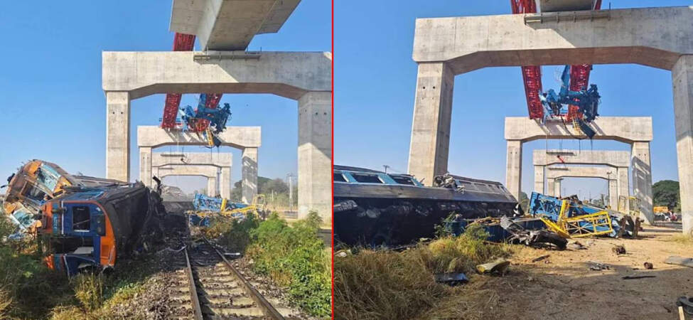 Tayland’da Korkunç Kaza: Seyir Halindeki Trene Vinç Düştü! Çok Sayıda Ölü Var