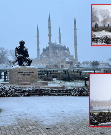 Balkanlardan geldi Edirne’yi etkisi altına aldı! Tarihi şehir beyaza büründü: Ortaya kartpostallık görüntüler çıktı