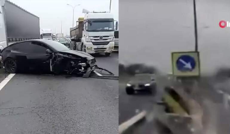 TEM Otoyolu’nda Tesla dehşet saçtı! Otopilot ters şeride daldı, hava yastıkları açılmadı