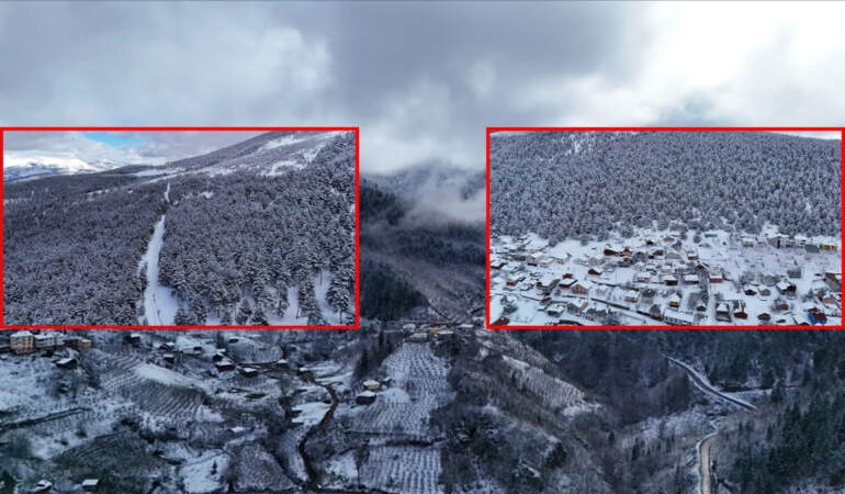 Kar yağışı arttı, yayla beyaza büründü! Eşsiz manzara havadan görüntülendi: Kartpostal misali