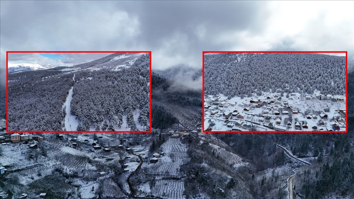 Kar yağışı arttı, yayla beyaza büründü! Eşsiz manzara havadan görüntülendi: Kartpostal misali