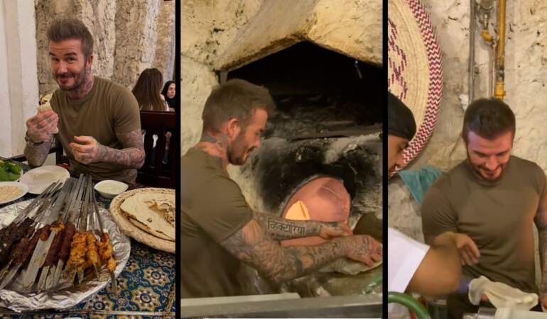 David Beckham’dan kebap şov! Katar’da lavaş açıp kebap yedi