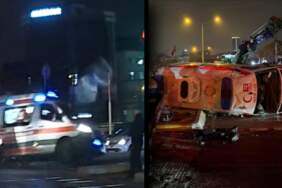 İstanbul’da feci kaza: Hasta taşıyan ambulans otomobille çarpışıp takla attı!