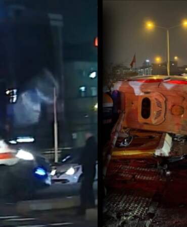 İstanbul’da feci kaza: Hasta taşıyan ambulans otomobille çarpışıp takla attı!