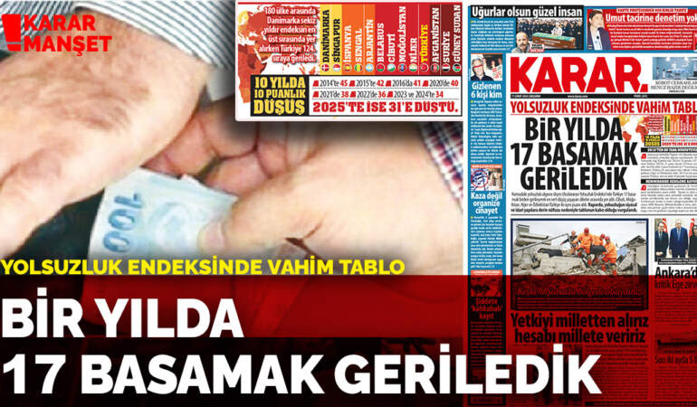 Yolsuzluk endeksinde vahim tablo: Bir yılda 17 basamak geriledik