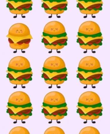 Sadece dahiler 6 saniyede görüyor! Bu hamburger denizindeki farklı hamburgeri bulabilir misin?