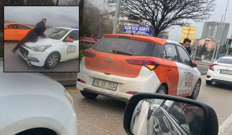 Sürücü kursu eğitmeni trafikte dehşet yarattı: Tartıştığı kişiyi kaput üzerinde 20 kilometre sürükledi