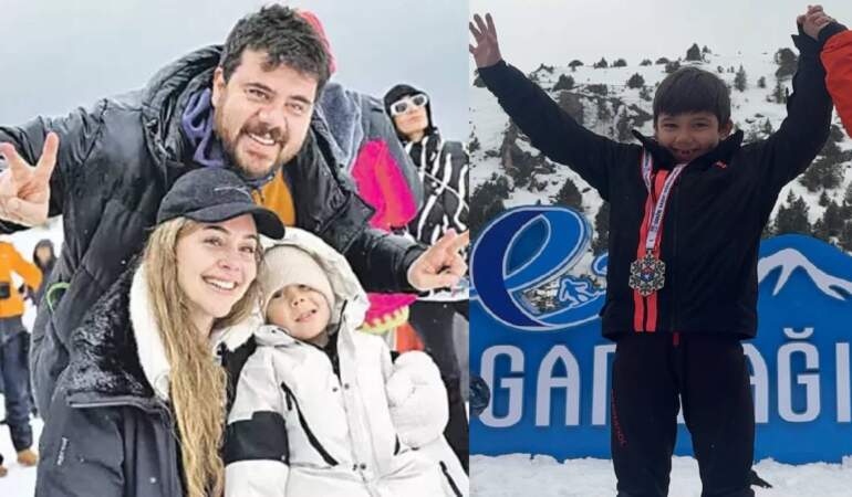 Düştü kalktı ama ikinci oldu! Berfu Yenenler’in 6.5 yaşındaki oğlu lisanslı kayakçı oldu