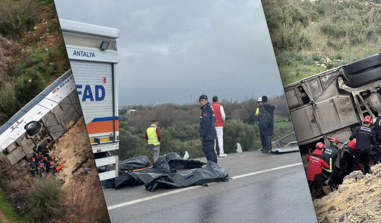 Antalya’da Yolcu Otobüsü Devrildi: 9 Ölü, Çok Sayıda Yaralı Var