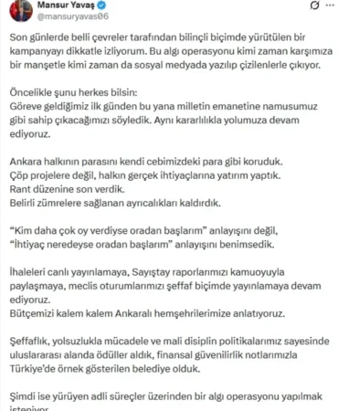 Mansur Yavaş: Şeffaflık ve Halk Desteği Önemli