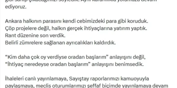 Mansur Yavaş: Şeffaflık ve Halk Desteği Önemli