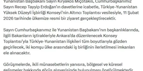 Yunanistan Başbakanı Miçotakis 11 Şubat’ta Türkiye’yi Ziyaret Edecek