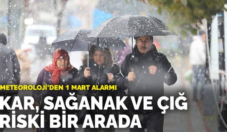 Meteoroloji’den 1 Mart alarmı: Kar, sağanak ve çığ riski bir arada
