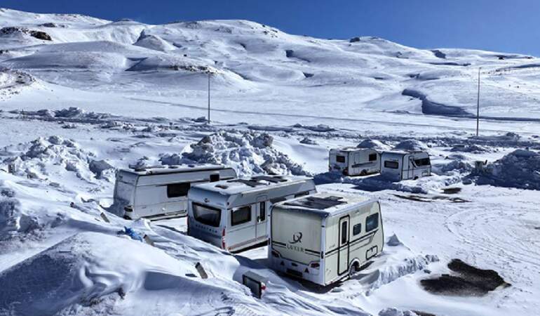 Karavan tutkunları rotayı Erciyes’e çevirdi! Kışın vazgeçilmez adresi oluyor