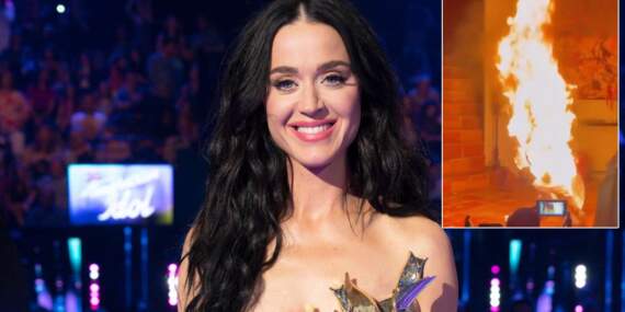 Katy Perry klip çekiminde alevlerin ortasında kaldı