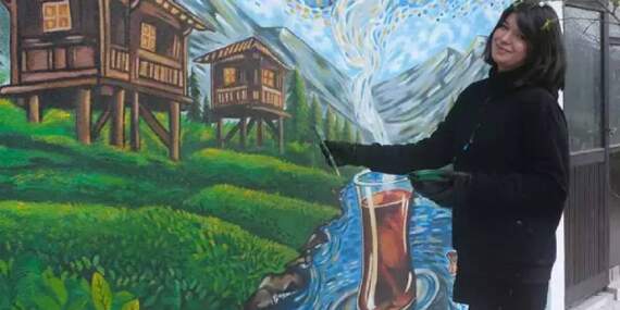 Rize’nin simgesi Van Gogh’la birleşti! Duvarlar yeniden hayat buldu!