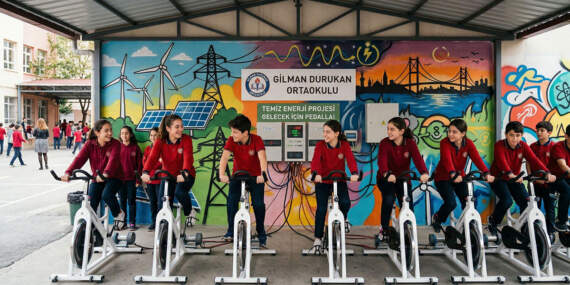 Bisikletle elektrik nasıl üretilir? Hangi okulda öğrenciler bisiklet sürerek enerji üretiyor? Öğrenciler elektrik santrali gibi çalışıyor