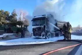 Polatlı’da Hafriyat Kamyonunda Yangın