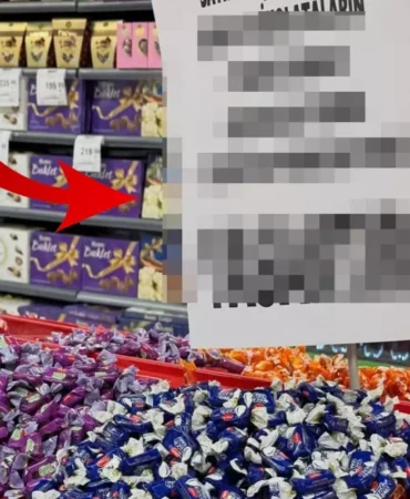Bayram şekeri reyonuna asılan not tepki çekti