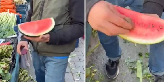 Karpuzu daha kırmızı göstermek için yaptığı rezilliğe bakın