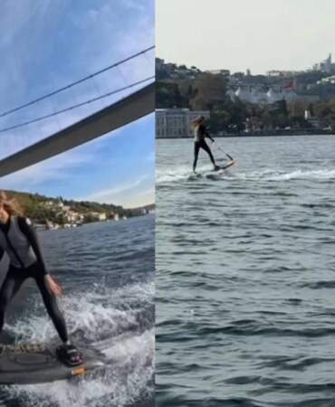 Çağla Şıkel’den su üstünde şov! Ünlü sunucuyla performansıyla tam not aldı